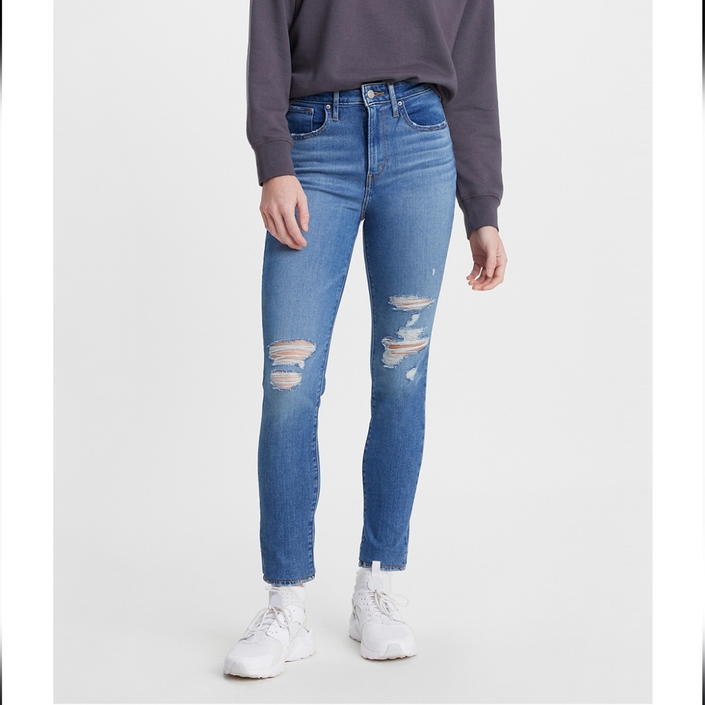 Levi's 721 high rise skinny distressed jeans - Tribeca knockout